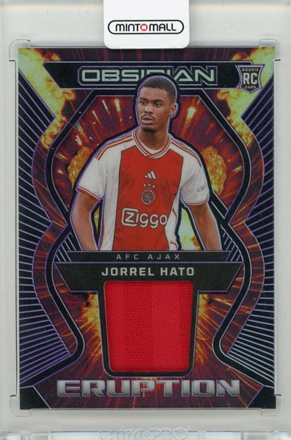 2023-24 PANINI Obsidian Jorrel Hato Eruption Jersey Electric Etch Purple numbered 3213 out of 50 AFC Ajax