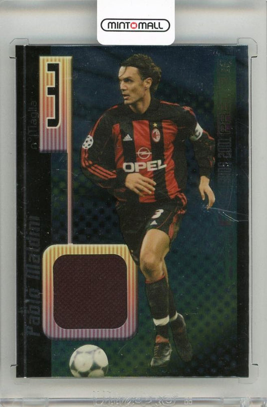 2001 PANINI Calcio Cards Premium Paolo Maldini Card Jersey #C4 with minor edge stain from AC Milan