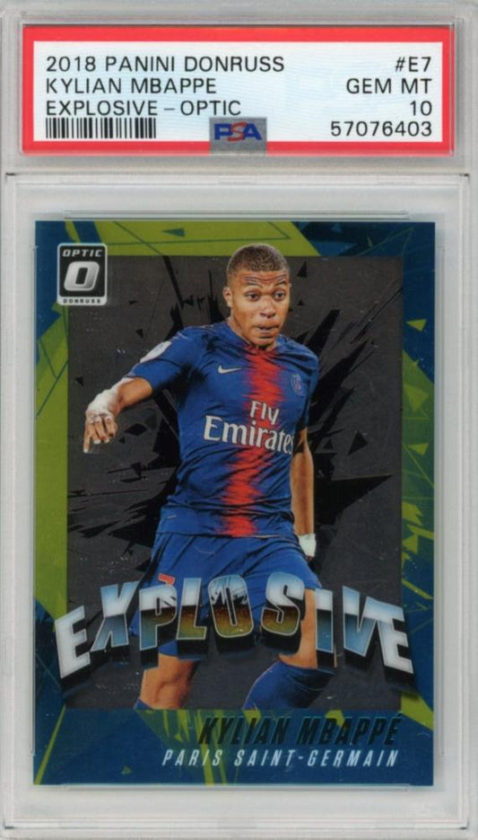 PSA10 2018-19 Panini Donruss Kylian Mbappe Explosive Optic trading card #E7