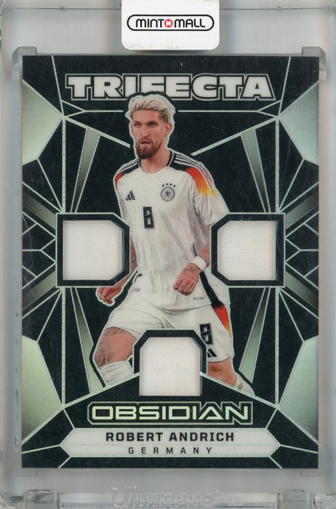 2024-25 Panini Obsidian Robert Andrich Trifecta Material trading card #15 serial 070/199 Germany with back stain