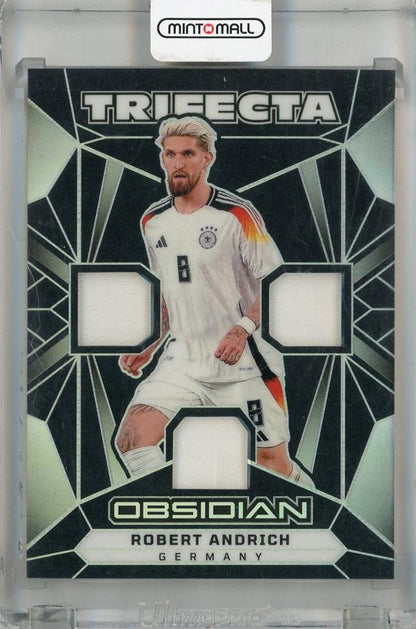 2024-25 Panini Obsidian Robert Andrich Trifecta Material trading card #15 serial 070/199 Germany with back stain