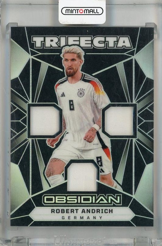 2024-25 Panini Obsidian Robert Andrich Trifecta Material trading card #15 serial 070/199 Germany with back stain