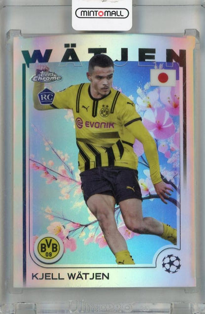 2024-25 Topps UEFA Japan Edition Kjell Watjen Chrome Cherry Blossom Refractor card #118 RC Borussia Dortmund