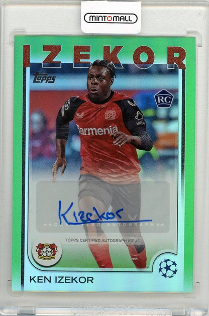 2024-25 TOPPS UEFA Club Competitions Ken Izekor Autographs Green Foilboard card #AKI38/99 Bayer 04 Leverkusen