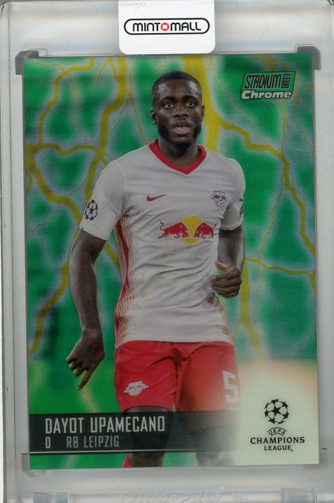 2020-21 Topps Stadium Club Chrome UEFA Champions League Dayot Upamecano RB Leipzig trading card green yellow parallel