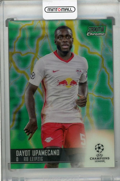 2020-21 Topps Stadium Club Chrome UEFA Champions League Dayot Upamecano RB Leipzig trading card green yellow parallel