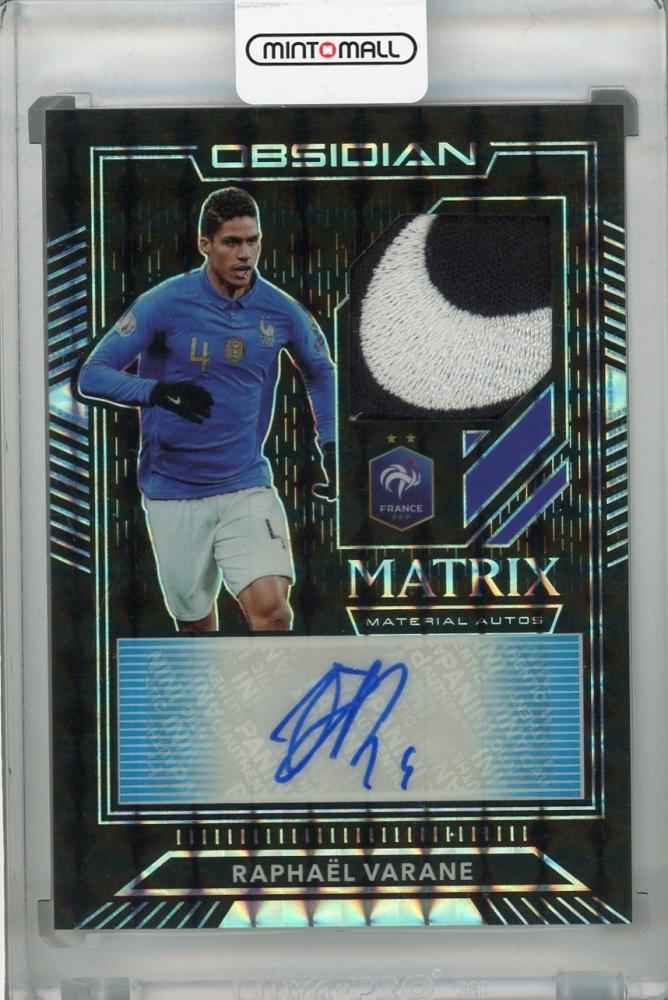 2019-20 Panini Obsidian Raphael Varane Matrix Material Autos Blue Finite 1 of 1 football card