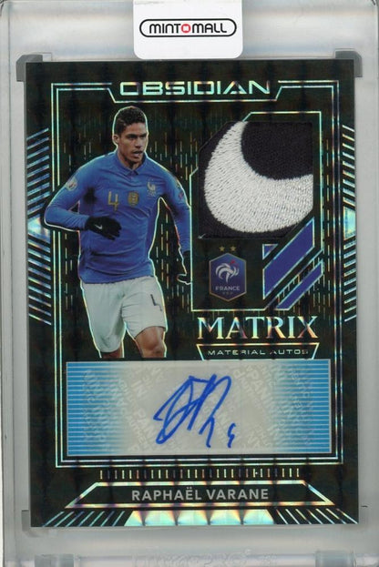 2019-20 Panini Obsidian Raphael Varane Matrix Material Autos Blue Finite 1 of 1 football card