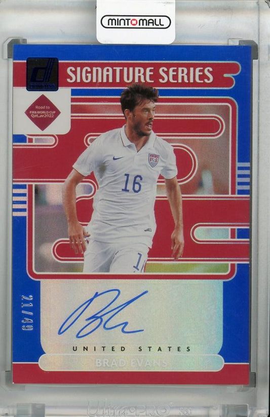 2021-22 Donruss Road to Qatar United States Brad Evans Blue Parallel Soccer Card 21/49