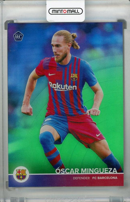 2021-22 Topps FC Barcelona Oscar Mingueza Neon Green base card serial numbered 59 of 75