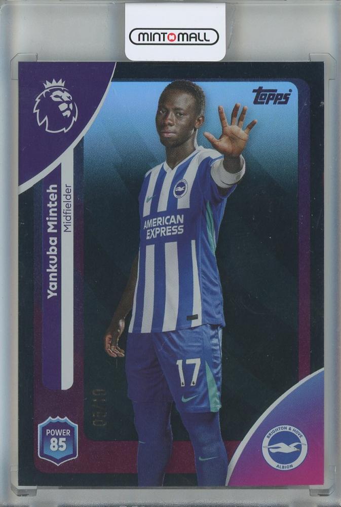 2025-26 Topps English Premier League Yankuba Minteh Black numbered 7905/10 trading card from Brighton and Hove Albion