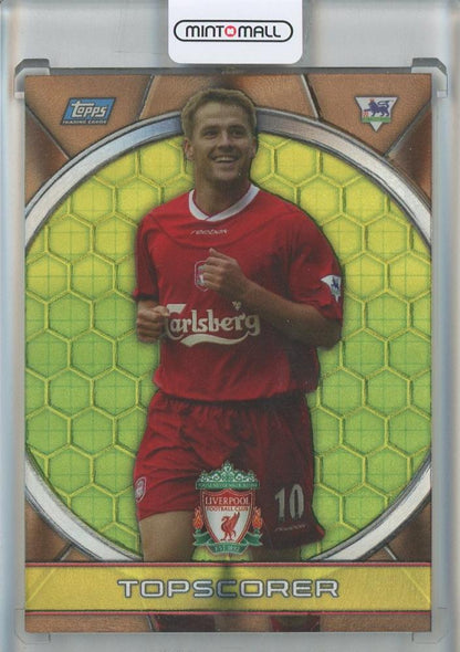 2003-04 Topps Premier Michael Owen Gold and Bronze Foil Award Winners trading card from Liverpool FC