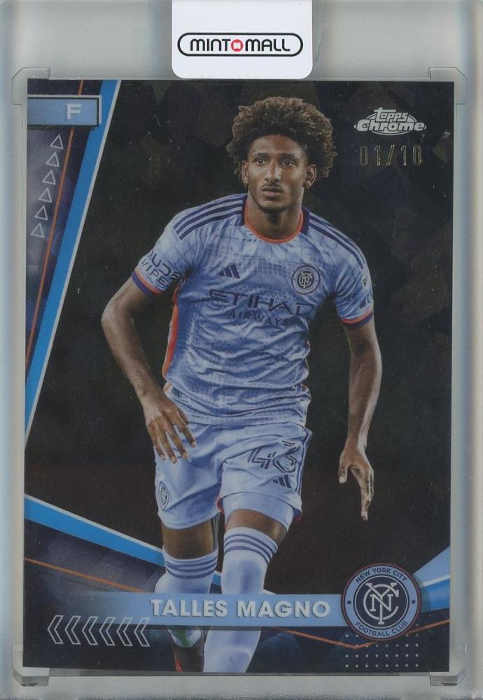 2024 Topps Chrome Sapphire MLS trading card featuring Talles Magno Black Sapphire serial #1651/10 NYCFC