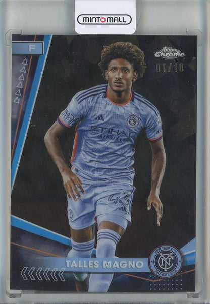 2024 Topps Chrome Sapphire MLS trading card featuring Talles Magno Black Sapphire serial #1651/10 NYCFC