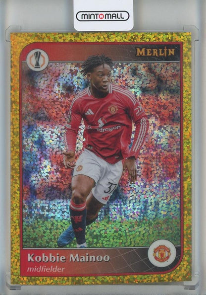 2024-25 Topps Merlin UEFA Club Competitions Kobbie Mainoo Mini Diamond Refractor card #37 from Manchester United