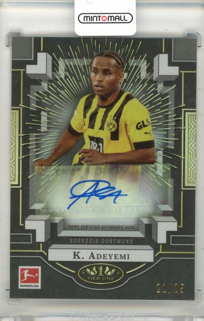 2023 Topps Tier One Karim Adeyemi Autograph card numbered 21 out of 25 in excellent condition