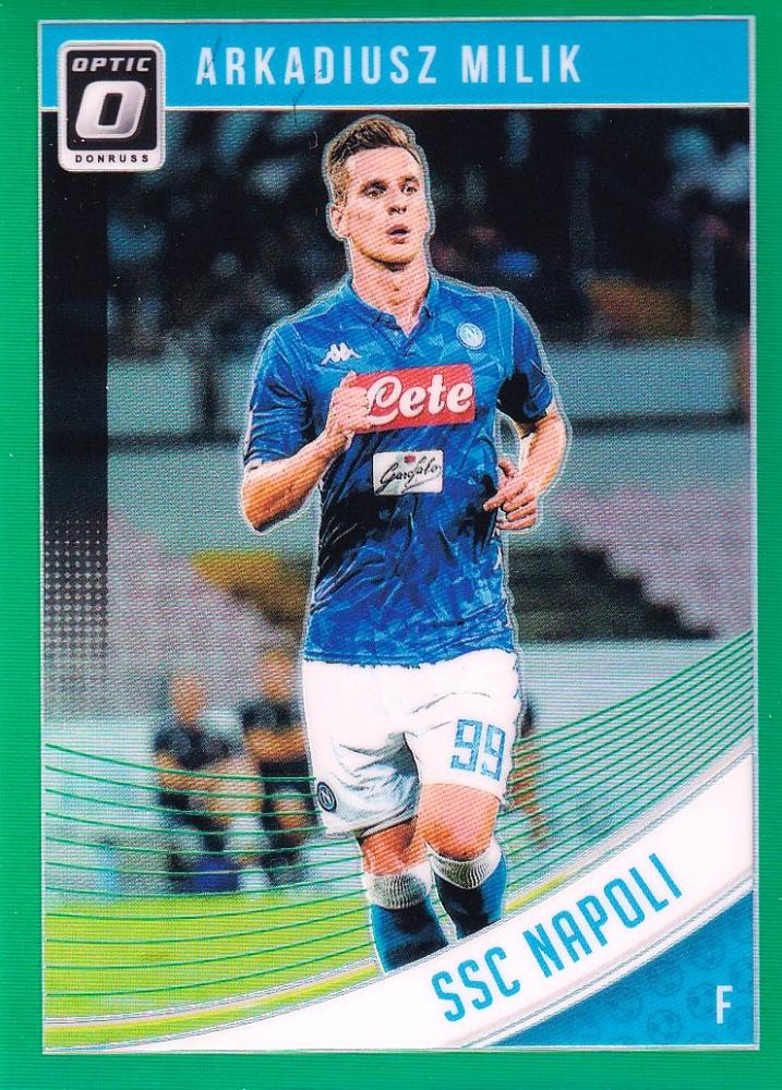 2018-19 Donruss SSC Napoli Arkadiusz Milik Base Optic Green Parallel trading card numbered 3 of 5