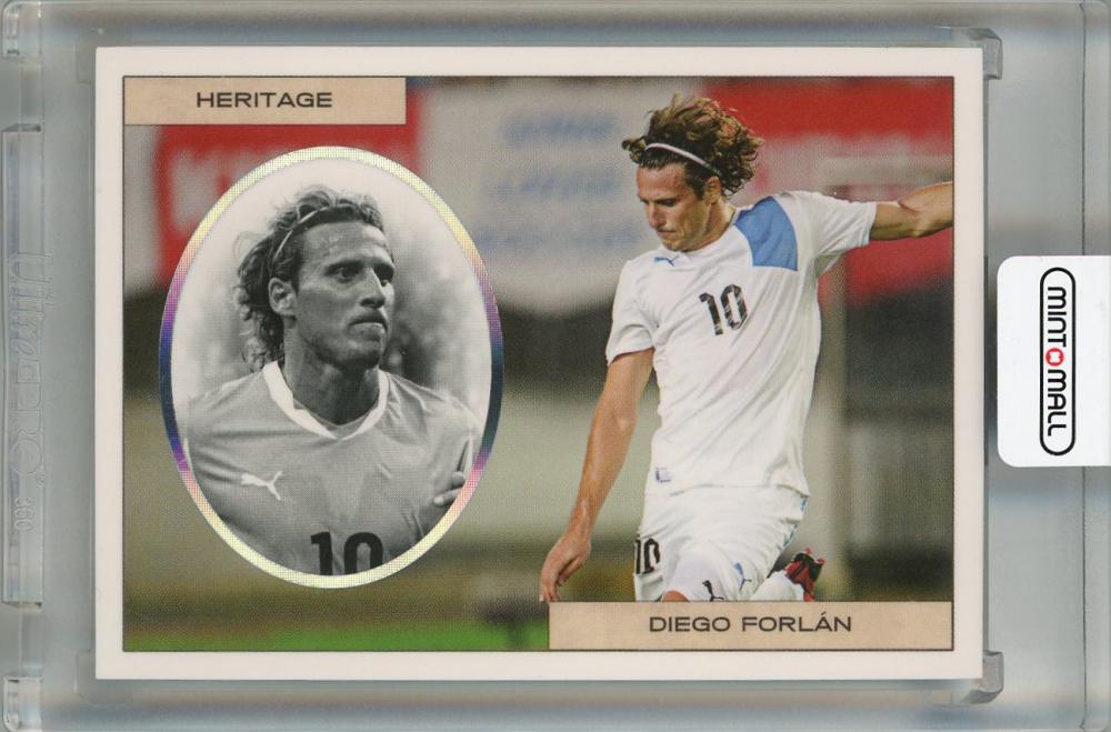 2023-24 Futera Unique World Football Diego Forlan Heritage Rainbow card with Martín Ude gó Gal back notation 1 of 1