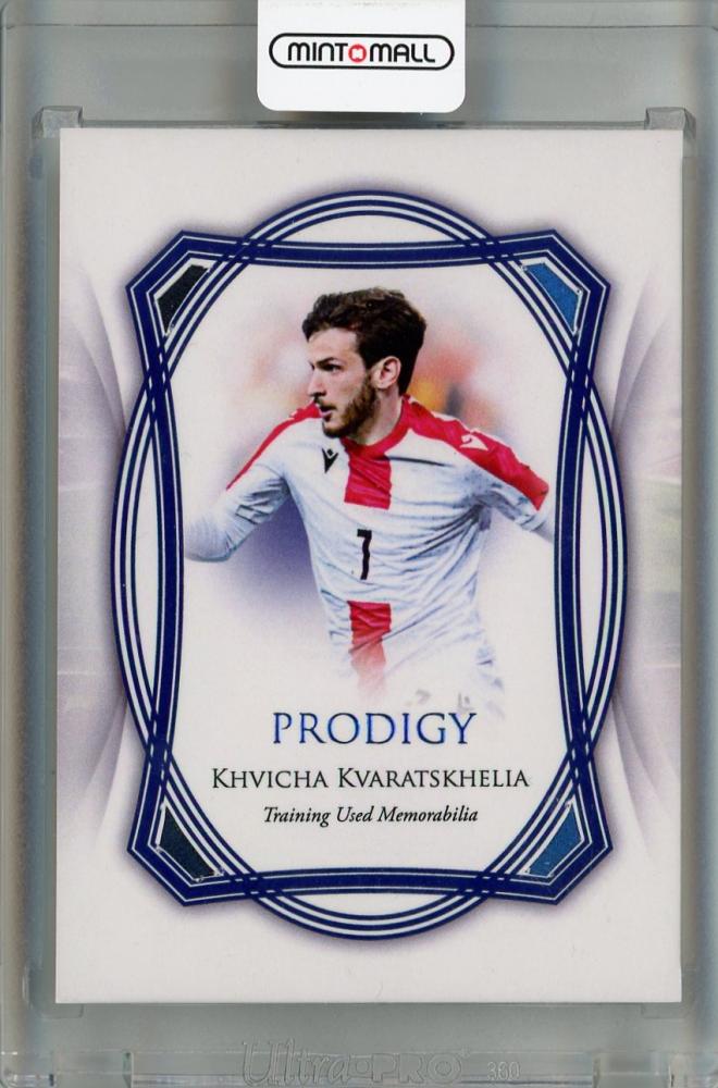 2023-24 Futera Unique World Football Khvicha Kvaratskhelia Prodigy Relics Sapphire Parallel Version 08/09 card