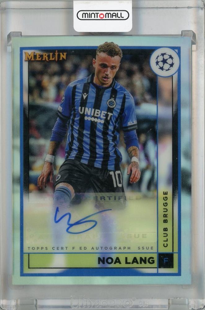 2022-23 Topps Merlin Chrome UEFA Club Competitions Noa Lang Club Brugge base autograph trading card