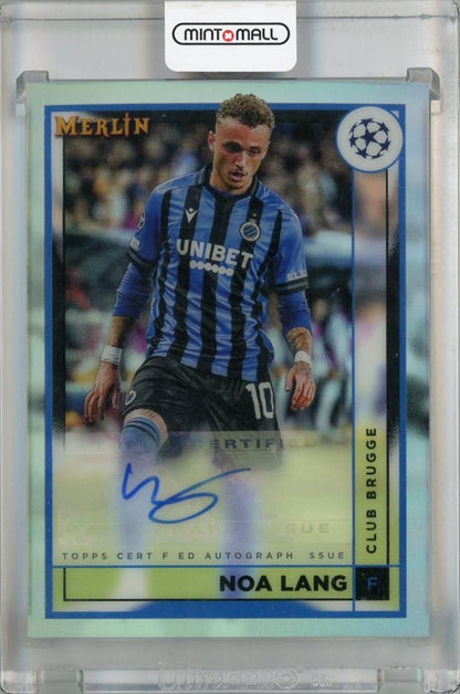 2022-23 Topps Merlin Chrome UEFA Club Competitions Noa Lang Club Brugge base autograph trading card