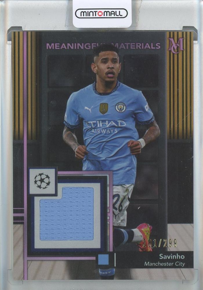 2024-25 Topps Museum Collection UEFA Savinho Meaningful Material Relic card number 281 of 299 featuring Manchester City