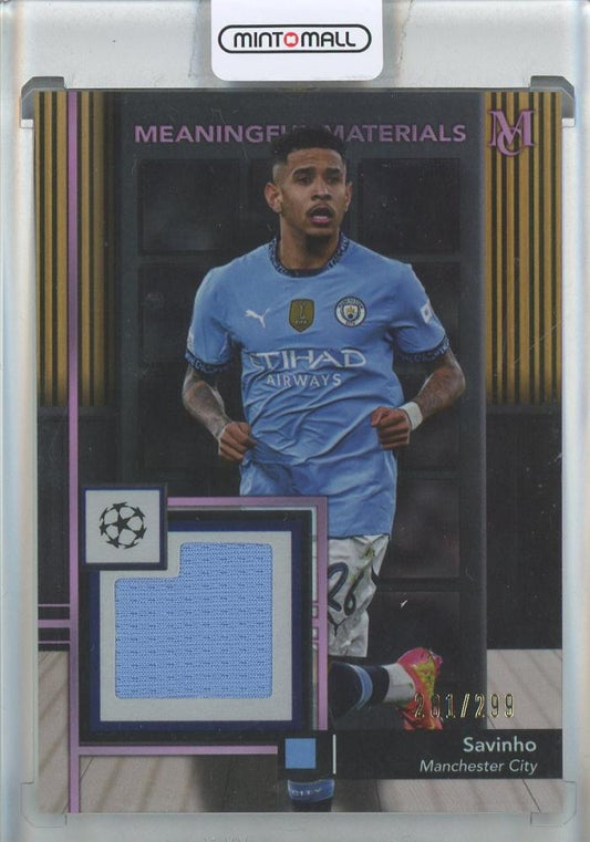 2024-25 Topps Museum Collection UEFA Savinho Meaningful Material Relic card number 281 of 299 featuring Manchester City