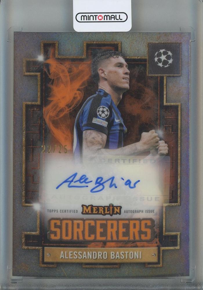 2024-25 Topps Merlin UEFA Club Competitions Alessandro Bastoni Orange Refractor #SAAB22/25 trading card