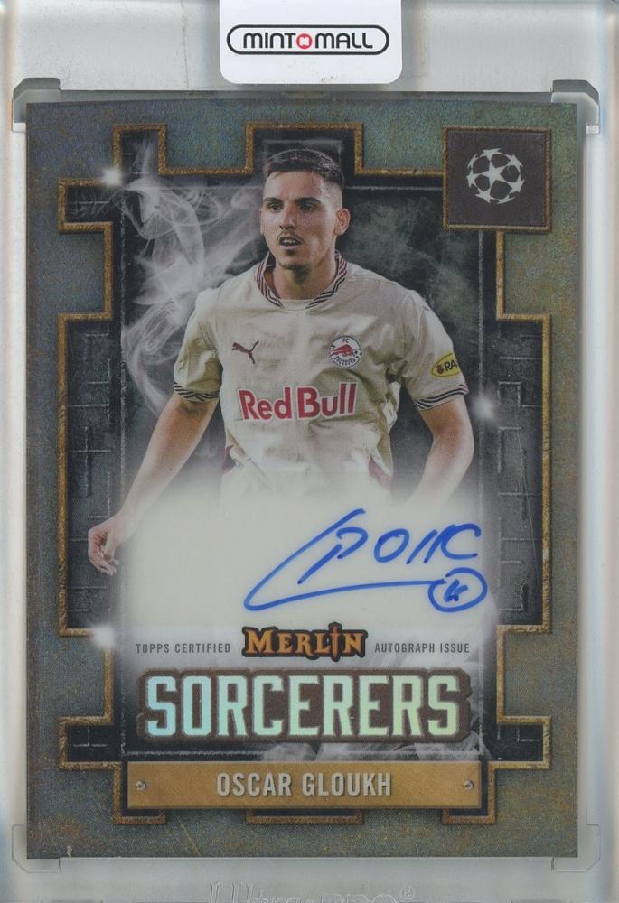 2024-25 Topps Merlin UEFA Club Competitions trading card featuring Oscar Gloukh Sorcerers Autograph #SAOG from FC Salzburg