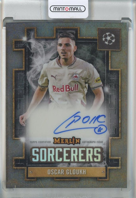 2024-25 Topps Merlin UEFA Club Competitions trading card featuring Oscar Gloukh Sorcerers Autograph #SAOG from FC Salzburg