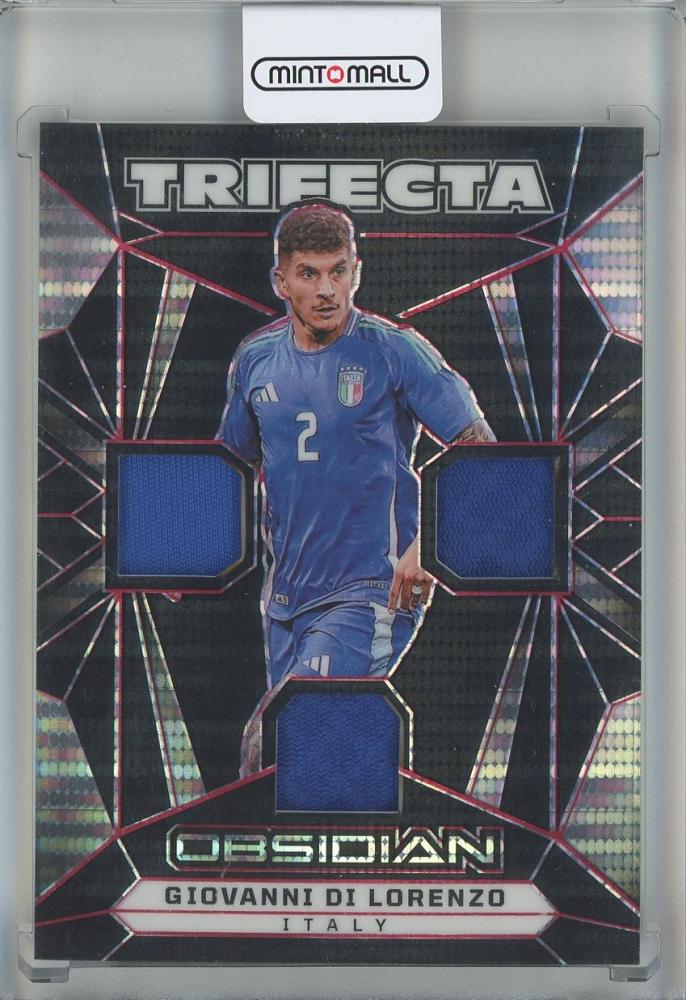 2024-25 Panini Obsidian Giovanni Di Lorenzo Trifecta Material Electric Etch Red Pulsar card #1620/49 from Italy