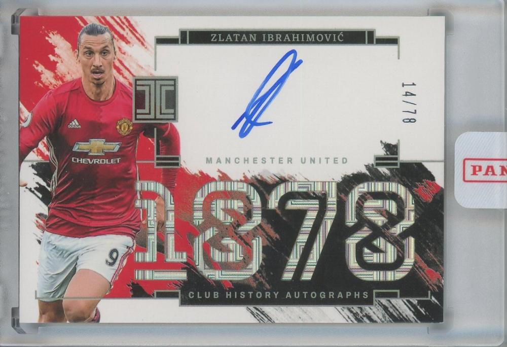 2023-24 Panini Impeccable EPL autograph card of Zlatan Ibrahimovic Manchester United numbered 1814/78