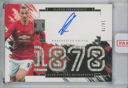 2023-24 Panini Impeccable EPL autograph card of Zlatan Ibrahimovic Manchester United numbered 1814/78