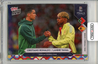 2025 Topps Now trading card featuring Cristiano Ronaldo and Lamine Yamal from Portugal and Spain