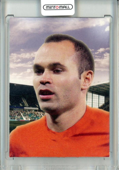2012 Futera World Football Unique Andres Iniesta #P081 Ruby/295 collectible card with minor stain on back from Spain