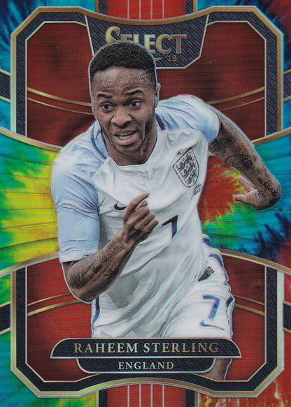 2019-20 Panini Gold Standard England Raheem Sterling Base Terrace Tie-Dye parallel trading card numbered 08 out of 30