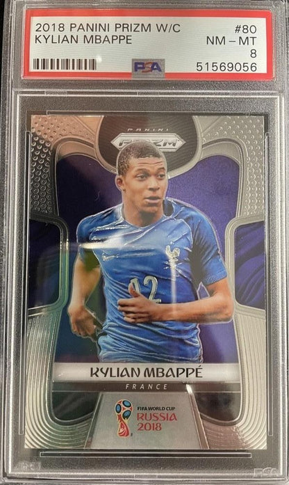 2018 Panini Prizm World Cup Kylian Mbappe Base collectible card from France, authenticated