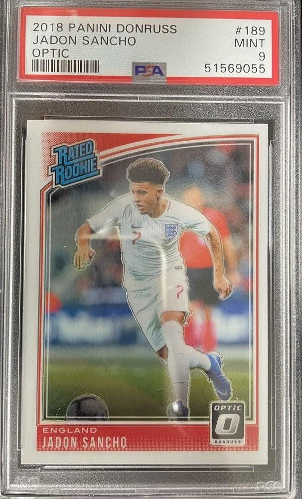 2018-19 Donruss England Jadon Sancho Base Optic trading card with authentication and grading