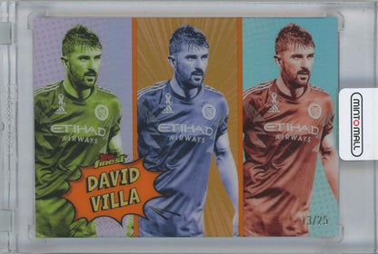 2024 TOPPS Finest MLS Pop Art Orange Refractors trading card of David Villa NYCFC numbered 13 out of 25