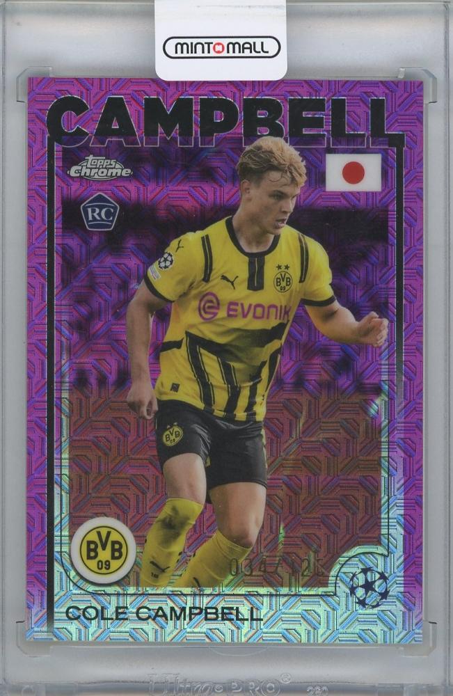 2024-25 TOPPS UEFA Japan Edition Soccer Pink Mojo Refractor card #191 of Cole Campbell from Borussia Dortmund
