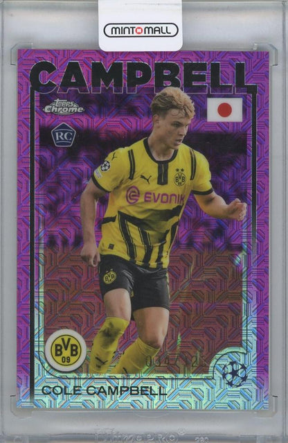 2024-25 TOPPS UEFA Japan Edition Soccer Pink Mojo Refractor card #191 of Cole Campbell from Borussia Dortmund