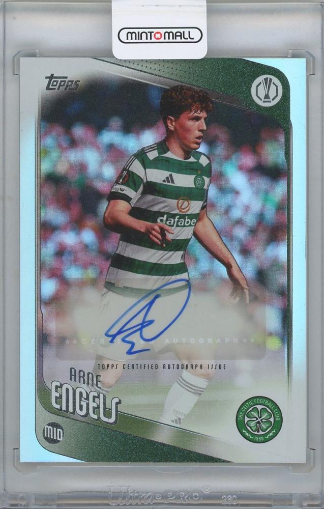 2025-26 TOPPS UEFA Club Competitions Autographs trading card featuring Arne Engels of Celtic FC