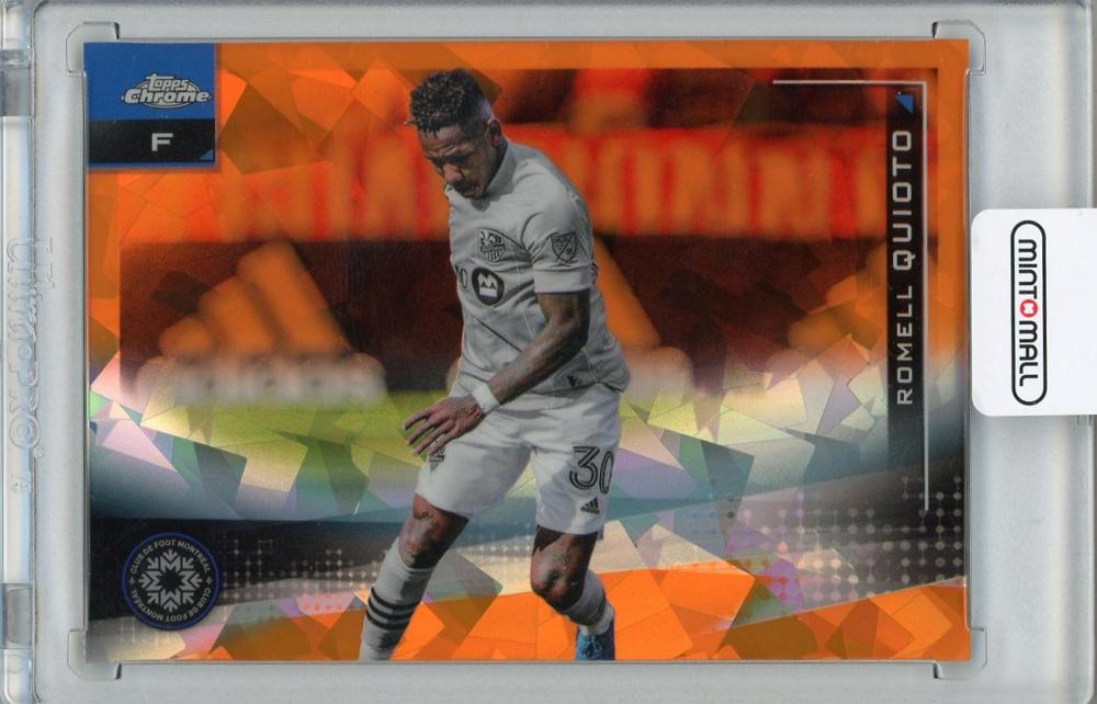 2021 Topps Chrome MLS Romell Quioto Montreal Orange Parallel trading card numbered 10 of 25