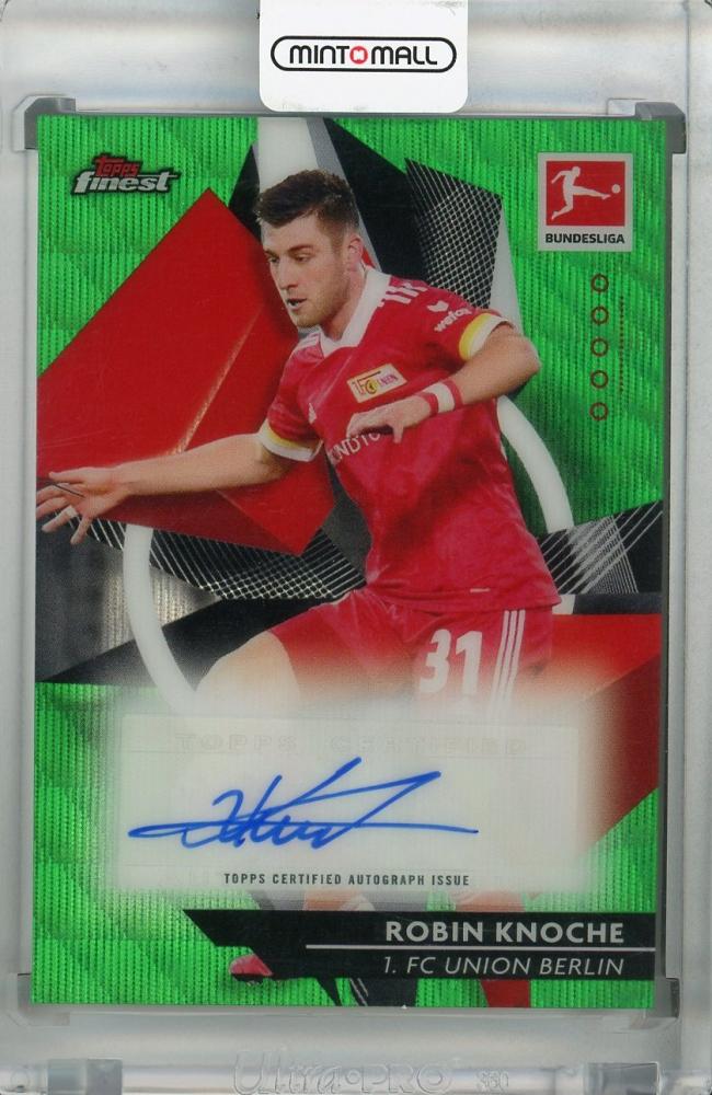 2020-21 Topps Finest Bundesliga Robin Knoche Union Berlin Green Wave parallel autographed card number 11 of 30