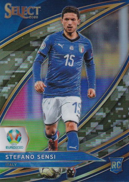 2020 Panini Select UEFA Euro Preview Italy Stefano Sensi card with base nameplate and color variation serial 32 of 49