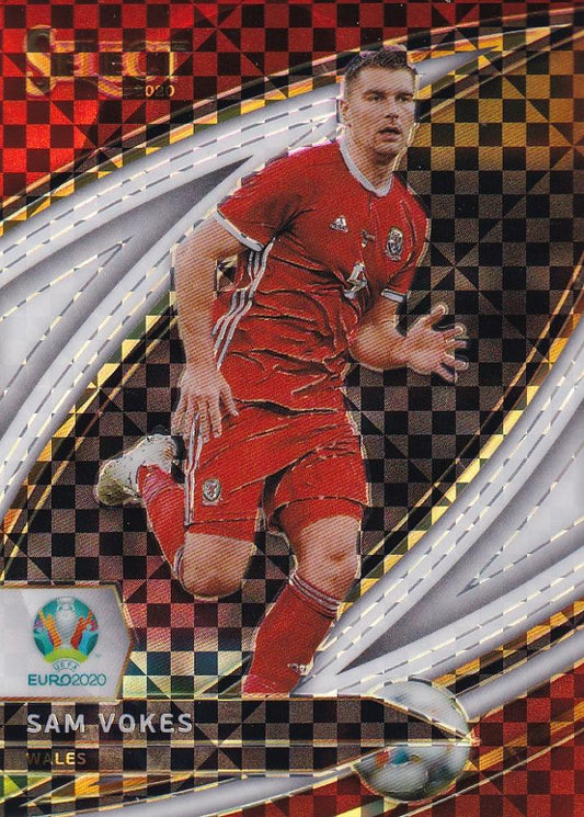 2020 Panini Select UEFA Euro Preview trading card of Wales player Sam Vokes Base Field Level White Parallel numbered 24 of 60