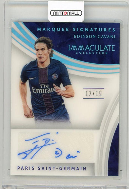 2017 Panini Immaculate Collection Edinson Cavani Marquee Signatures card numbered 12 of 15 from Paris Saint-Germain