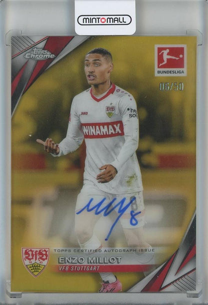 2024-25 Topps Chrome Bundesliga Enzo Millot Autograph Gold Refractors card #BAEM06/50 from VfB Stuttgart