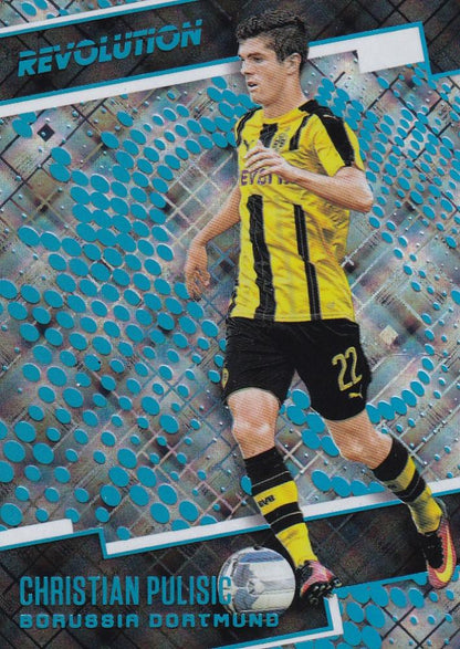 2017 Panini Revolution Borussia Dortmund Christian Pulisic Base Cosmic Parallel trading card number 036 of 100