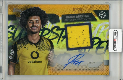 2025-2026 TOPPS UEFA Champions League Karim Adeyemi autograph patch card numbered 07 of 25 from Borussia Dortmund
